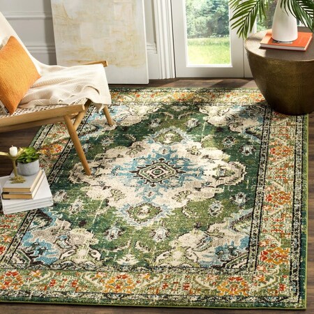 Safavieh Monaco Large Rectangle Area Rug, Forest Green and Light Blue - 9 x 12 ft. MNC243F-9